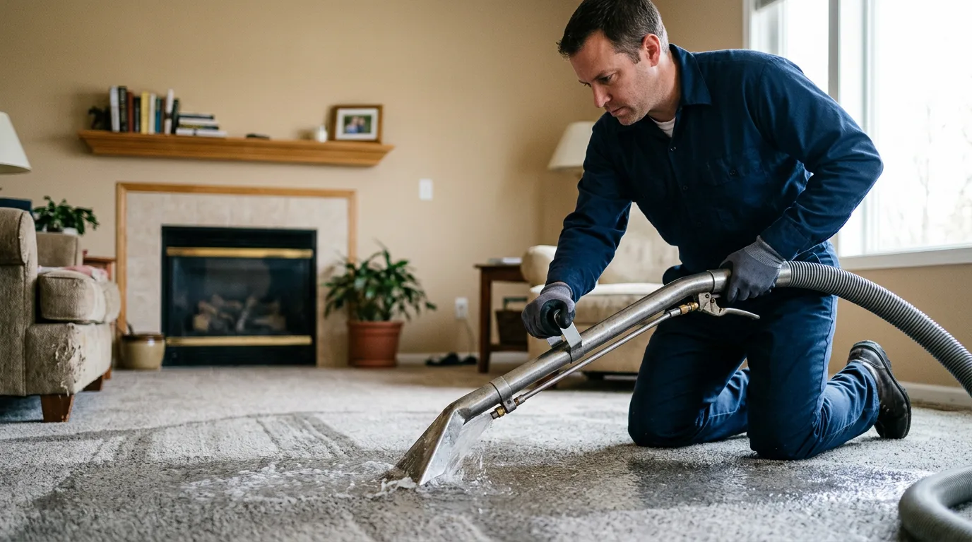 Water damage restoration technician working near Washington Island, WI